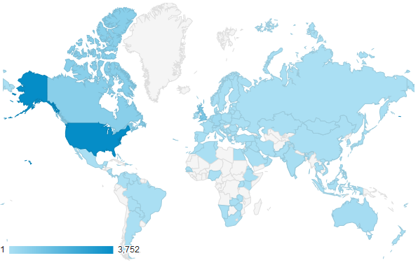 2013 visitors to Coaching Volleyball by country