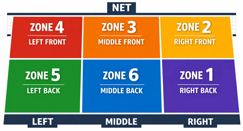 Volleyball Zones Rotation Volleyball Zones & Court Positions (with diagrams) - Coaching Volleyball
